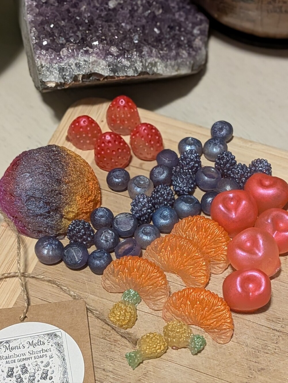 ​🍧 Handcrafted Rainbow Sherbet Aloe Gummy & Snowcone Soap Set - Picture 2 of 2